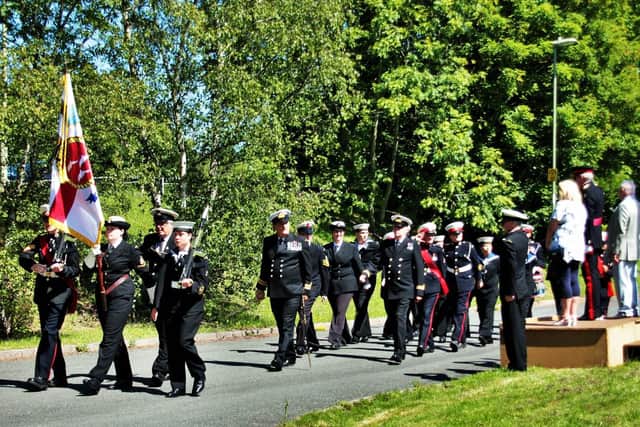 A march precedes the commissioning of TS Active MTC's first permanent unit, in Hurstville Drive, Waterlooville. Picture: Tracy Goddard