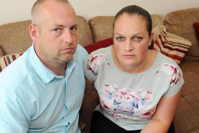 Steve Dickens (37) and his wife Shelley-Ria Dickens (37) are angered by their treatment by Turkish Airlines.
Picture: Sarah Standing (240619-1589)