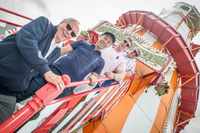 (L to R)David Deacon, Tommy Ware, Owner Richard Cadell and Tommy Ware Jnr - the team who are bringing the new funfair to life. Picture: Habibur Rahman
