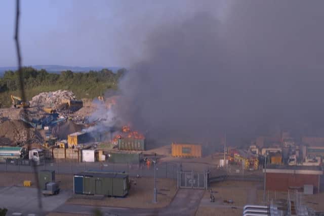 The fire at L&S Waste on Portsdown Hill Picture: Adam Starks
