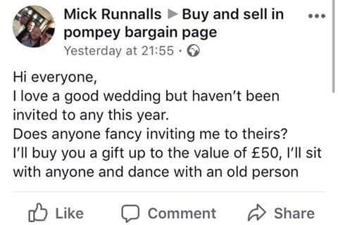 Mick's Facebook post - which got more than 150 reactions
