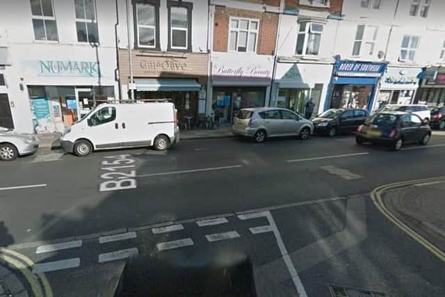 Two men were assaulted when a moped rider drove on the pavement in Albert Road in Southsea on June 27. Picture: Google