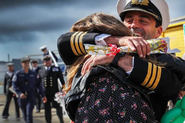 HMS Sutherland Homecoming. Type 23 frigate HMS Sutherland will be making an emotional return to her home port of Devonport on Friday 10th August following a seven-month deployment to the other side of the world. Picture: L(Phot) Barry Wheeler/Royal Navy