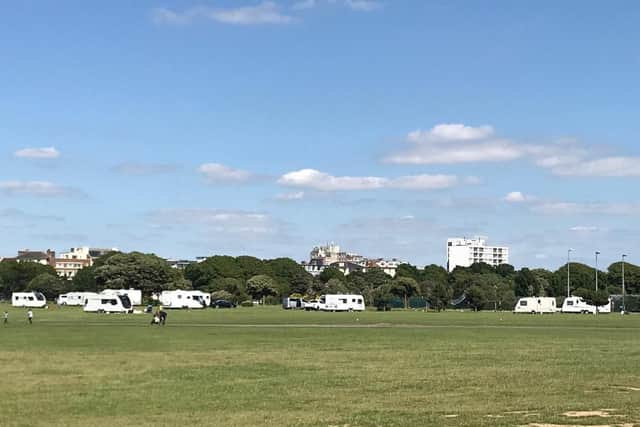 Travellers at Southsea Common, Portsmouth. Picture: Sarah Standing