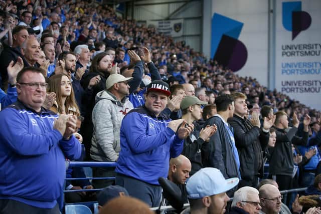 Fans at Fratton Park for the play-off semi-final, which went ahead safely 
Picture: Habibur Rahman