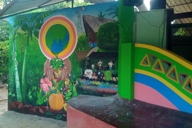 Auroville, India, mural by Mark Lewis.