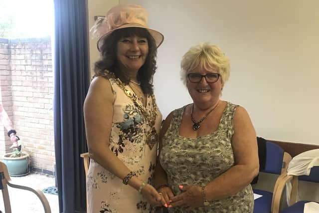 Mayor of Gosport, Cllr Kathleen Jones with Elaine Chapman, Brendoncare Club volunteer