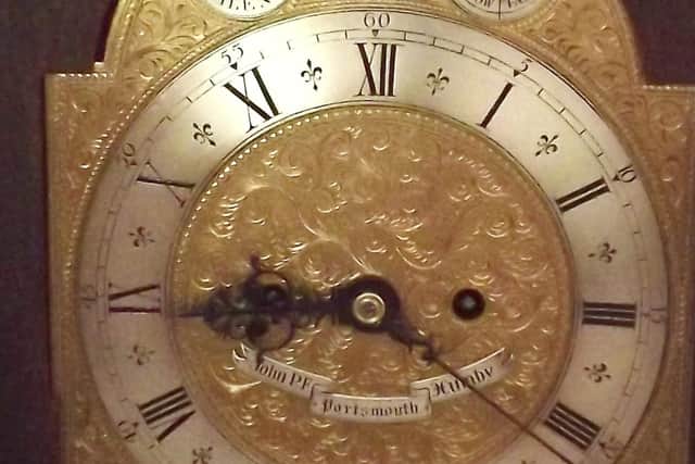 A clock made by John Poole Frederick Humby in his Elm Grove, Southsea, premises.