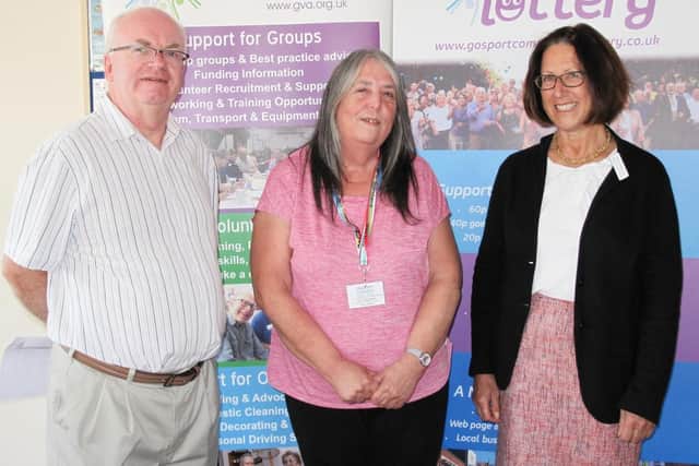 Su Seymour, Hampshire County Council autism ambassador, with Gosport Voluntary Action chairman Ian Reeves and Nicky Staveley, chief officer of Gosport Voluntary Action