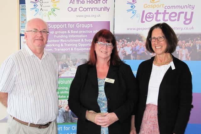 Pam McCune from MHA Gosport Live at Home with Gosport Voluntary Action chairman Ian Reeves and Nicky Staveley, chief officer of Gosport Voluntary Action
