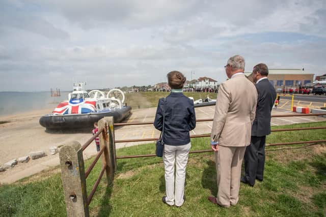 Princess Anne watching the hovercraft leave. Picture: Habibur Rahman.