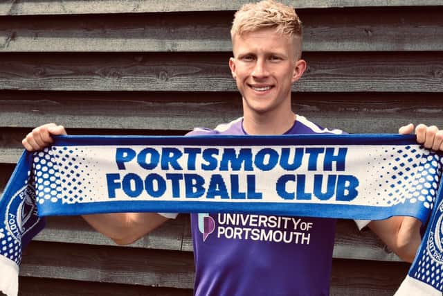 Ross McCrorie celebrates his move to Pompey. Picture: Portsmouth FC