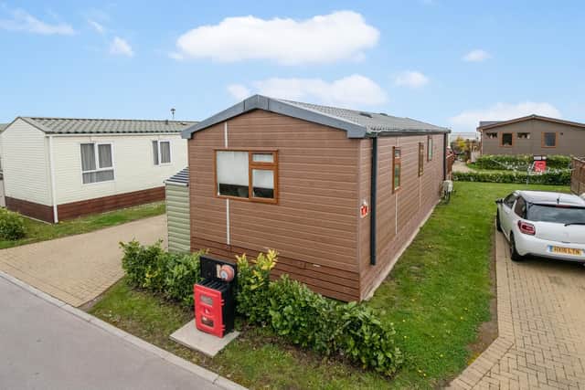 This two bed new build mobile/ park home is available for 100,000. It comes with a sunk in Jacuzzi on the decking area. It is listed by Nexa Properties Limited.