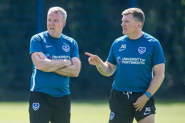 Kenny Jackett, left, pictured with assistant Joe Gallen, will name his favoured starting XI against UCD. Picture: Habibur Rahman
