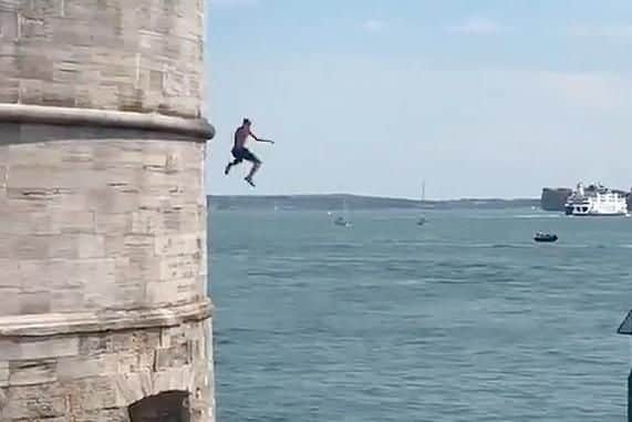 People tombstoning off the Round Tower, Old Portsmouth.
Picture: Proud of Portsmouth