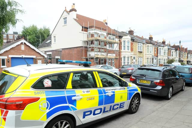 Police presence in Inhurst Road, Portsmouth, on Tuesday, July 9, after a women was found in a serious condition. Picture: Sarah Standing (090719-524)