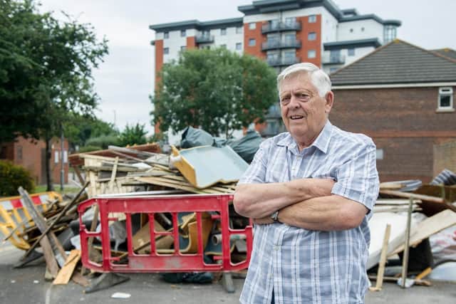Anthony Bowden, who hit out at the pile of rubbish left in Sydenham Terrace, Fratton. Picture: Habibur Rahman