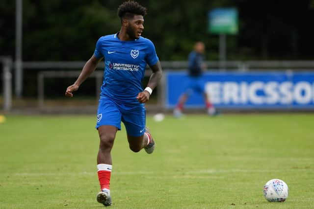 Ellis Harrison on the ball during Pompey's 11-0 win over UCD AFC