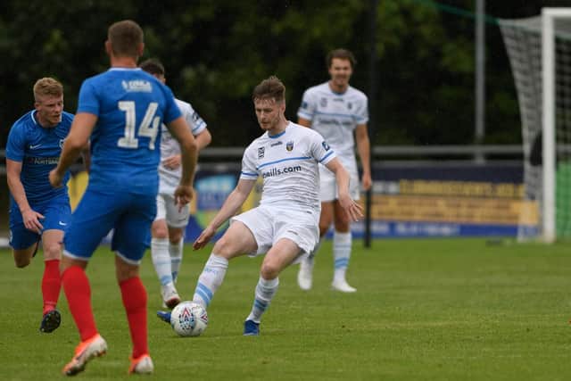 Andy Cannon (left) and Brandon Haunstrup in action during the match