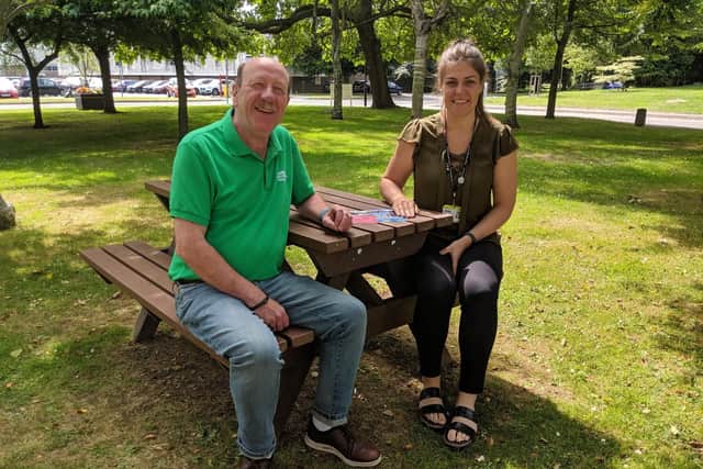 Graham May, volunteer with Hampshire Countryside Service, with Maddison Borlase-Bune, project officer for the Get Up and Go! scheme run by Havant Borough Council