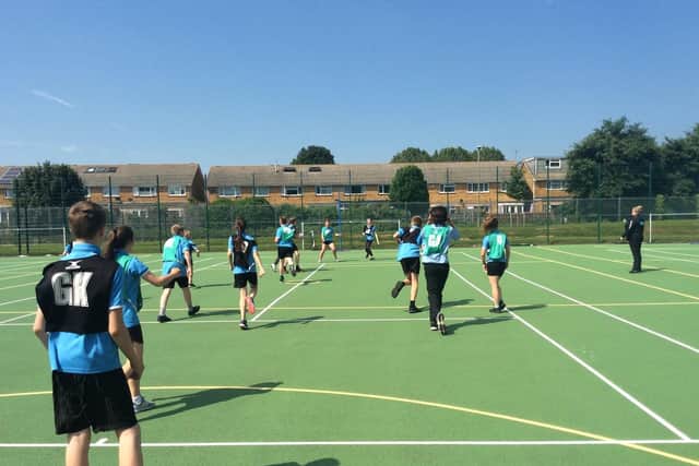 One of the sessions during Sports Week at Warblington School was run by Surrey Storm Netball