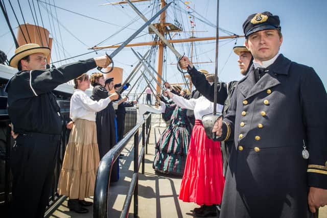 Actors of Historic Dockyard performing as crew and visitors of HMS Warrior 1863 following the ship's 4.2m overhaul 
Picture: Habibur Rahman