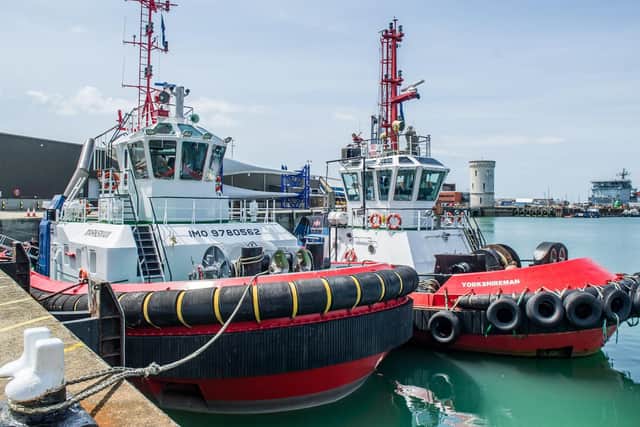 Two of the tug boats docked at Portico Shipping Flathouse Quay, Portsmouth.