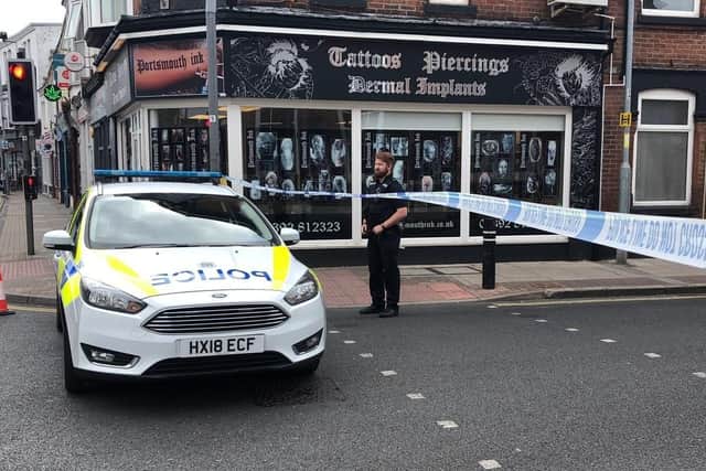 Police have shut Waverley Road in Southsea, Portsmouth, at its junction with Albert Road and Wisborough Road.. Picture: Tom Cotterill