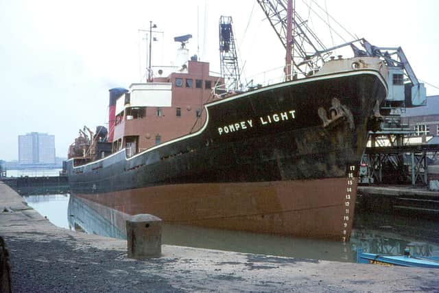 The final photograph from  the Graham Stevens collection and we see the collier Pompey Light in dock where the IoW car ferry now leaves from.Picture: Graham Stevens Collection