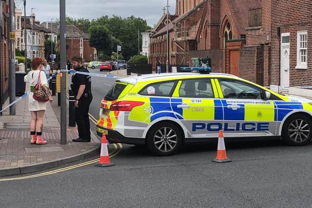 Police have shut Waverley Road in Southsea, Portsmouth, at its junction with Albert Road and Wisborough Road on July 15. Picture: Tom Cotterill