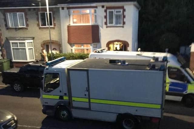 Royal Navy bomb disposal experts were called to Rosebery Avenue in Cosham on July 15 after police investigating stolen bikes found a grenade - which later turned out to be a cigarette lighter.