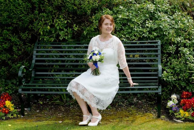 Sharon posing for her wedding photographs. Picture: Mark Robbins Photography.