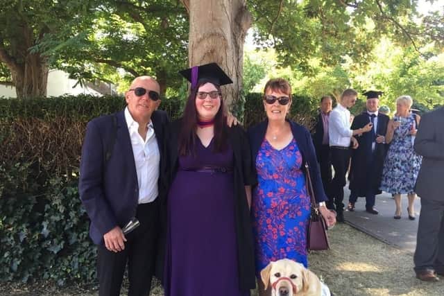 From left, Shannon's grandfather Trevor, Shannon, nan Lorraine White and Indy. Picture: Brain Tumour Research