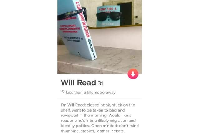 Ben Aitken's Tinder profile for Will Read. Picture: Ben Aitken