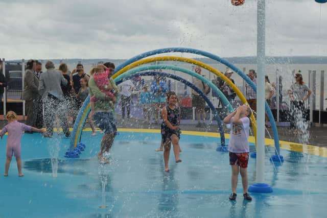 Youngsters enjoying the opening of the Lee-on-the-Solent splash park. Picture: David George