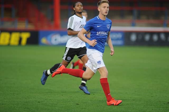 Joe Dandy in action for a Pompey XI side at Aldershot on Tuesday night.