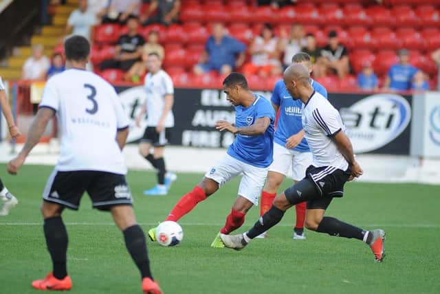 Richard Brindley in action during the match