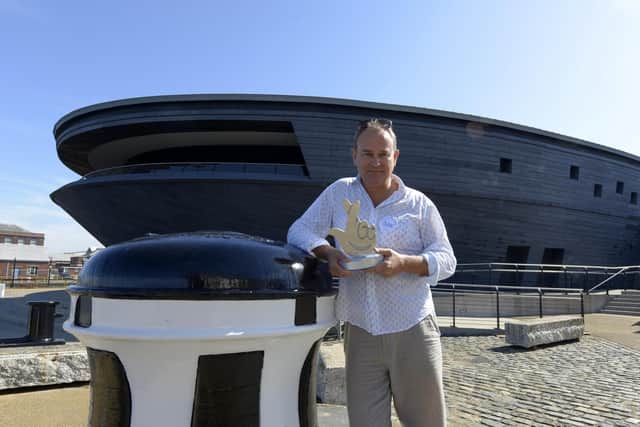 Actor Hugh Bonneville urges members of the public to vote for the Mary Rose Museum in the National Lottery Awards. Picture: Ross Young Photography