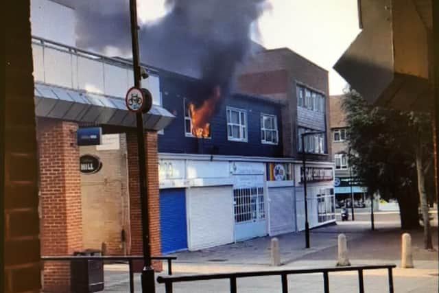 A still from a video captured by Richard Murphy of a fire in a first-floor flat at Greywell Shopping Centre, Leigh Park, on Wednesday, July 24