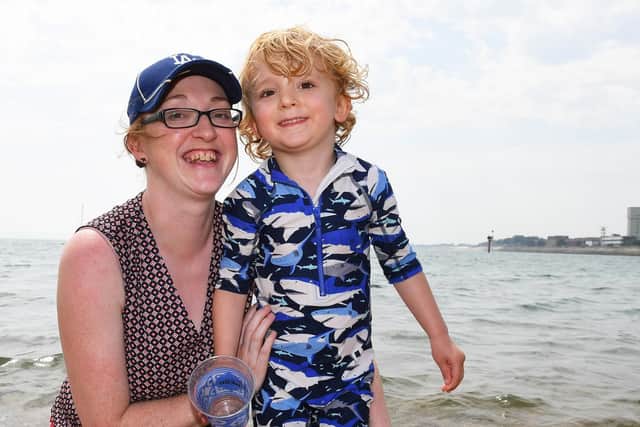 Laura Atwill from Old Portsmouth with her son Edward Atwill (4) - (190725-5008)