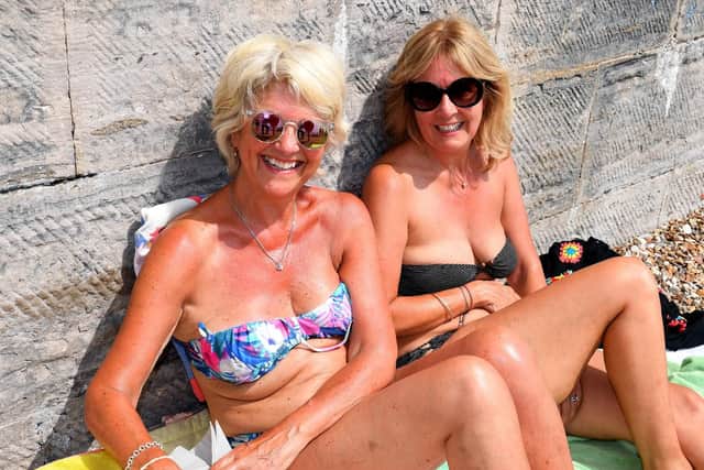 (left to right) Sally Hardwick from Southsea with her friend Josie Ogram from Petersfield - (190725-5053)