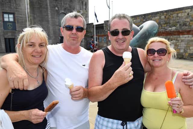 (left to right) Vanessa Mason, Barry Mason, Frank Mason, and Tina Mason on a day out from Guildford - (190725-4946)