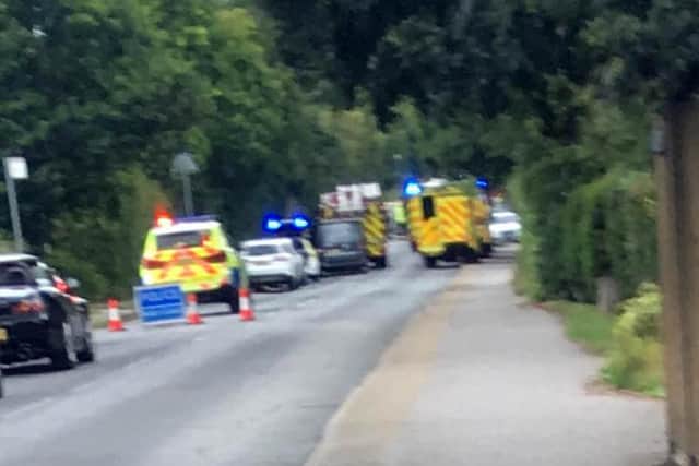 Police at a crash in Hambledon Road, Denmead, on the evening of July 28. Picture: Gemma Ford