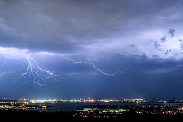 Lightning on Portsdown Hill last week. Picture: Bruce Lauderdale