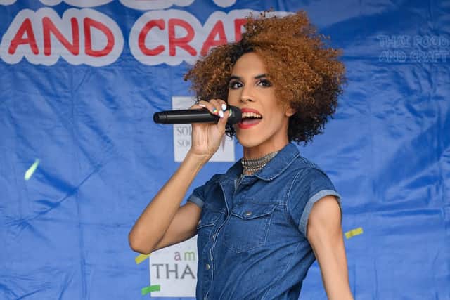 Ladyboy act. Whitney Houston from the Thai diva show. Picture: Keith Woodland (270719-84)