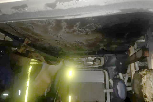 A burnt-out van belonging to The Real Junk Food Project South Coast Trash Cafe Network in Stoke Road in Gosport