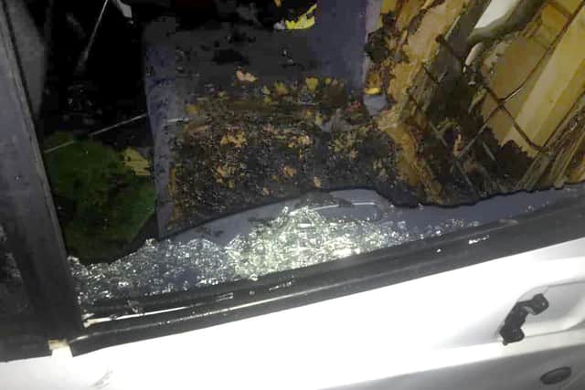 A burnt-out van belonging to The Real Junk Food Project South Coast Trash Cafe Network in Stoke Road in Gosport