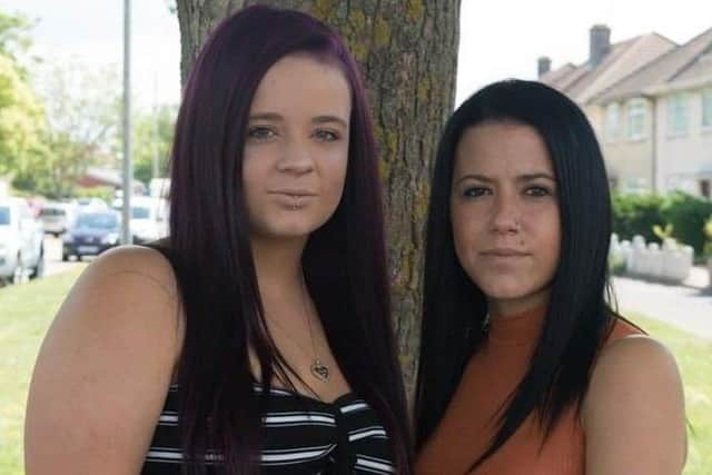 Kelly-Anne Case, who died in Gosport on Tuesday (right), with her sister Kerry (left).