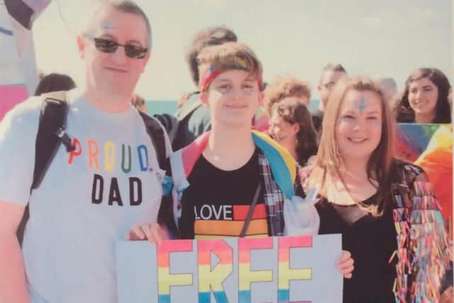 Robin Atrill-Gold with his family at pride