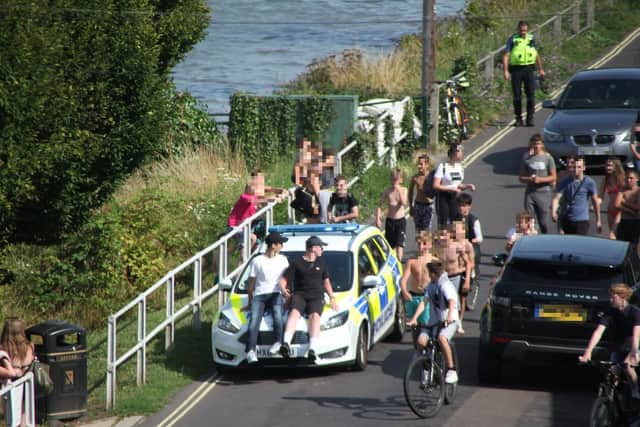Youngsters causing problems for residents and police at Hardway Slipway. Police say incidents took place on July 23 and 25 - the same day as the Hotwalls problems in Old Portsmouth. Picture: Supplied